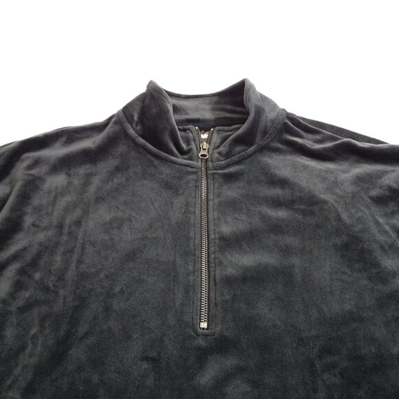 Avia Black Quarter Zip Athletic Pullover Soft Velour Jacket Women L 12 14 - Picture 2 of 9